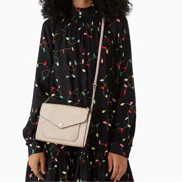 Kate Spade Tinsel Flap Rose Gold Crossbody Purse - Picture 11 of 11